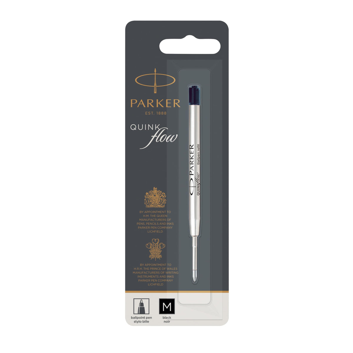Quinkflow Ballpoint Pen Ink Refill by Parker – 1 Count, Black, Model 1950369