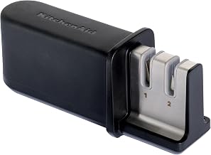 KitchenAid 2-Stage Handheld Knife Sharpener, Soft-Grip Handle, Non-Slip Base, Repairs and Sharpens Fine-Edge Blades, Black