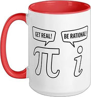 Geek Sarcastic Pi Funny Math Get Real Be Rational Ceramic Mug, Red/White, 15oz