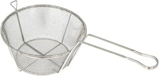 Winco 8 1/2" Silver Nickel-Plated Steel Fry Basket | Fine mesh, Welded handle, Restaurant service, Great for Entrees, Salads, Desserts and Appetizers