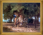 Art Oyster Ferenc Marko Travelling Barber - 20" x 25" Premium Canvas Print with Gold Frame