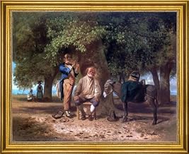 Art Oyster Ferenc Marko Travelling Barber - 20" x 25" Premium Canvas Print with Gold Frame