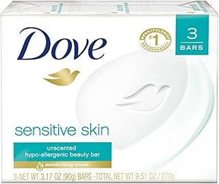 Dove Sensitive Skin Beauty Bar, Unscented, 3 Count, Pack of 1
