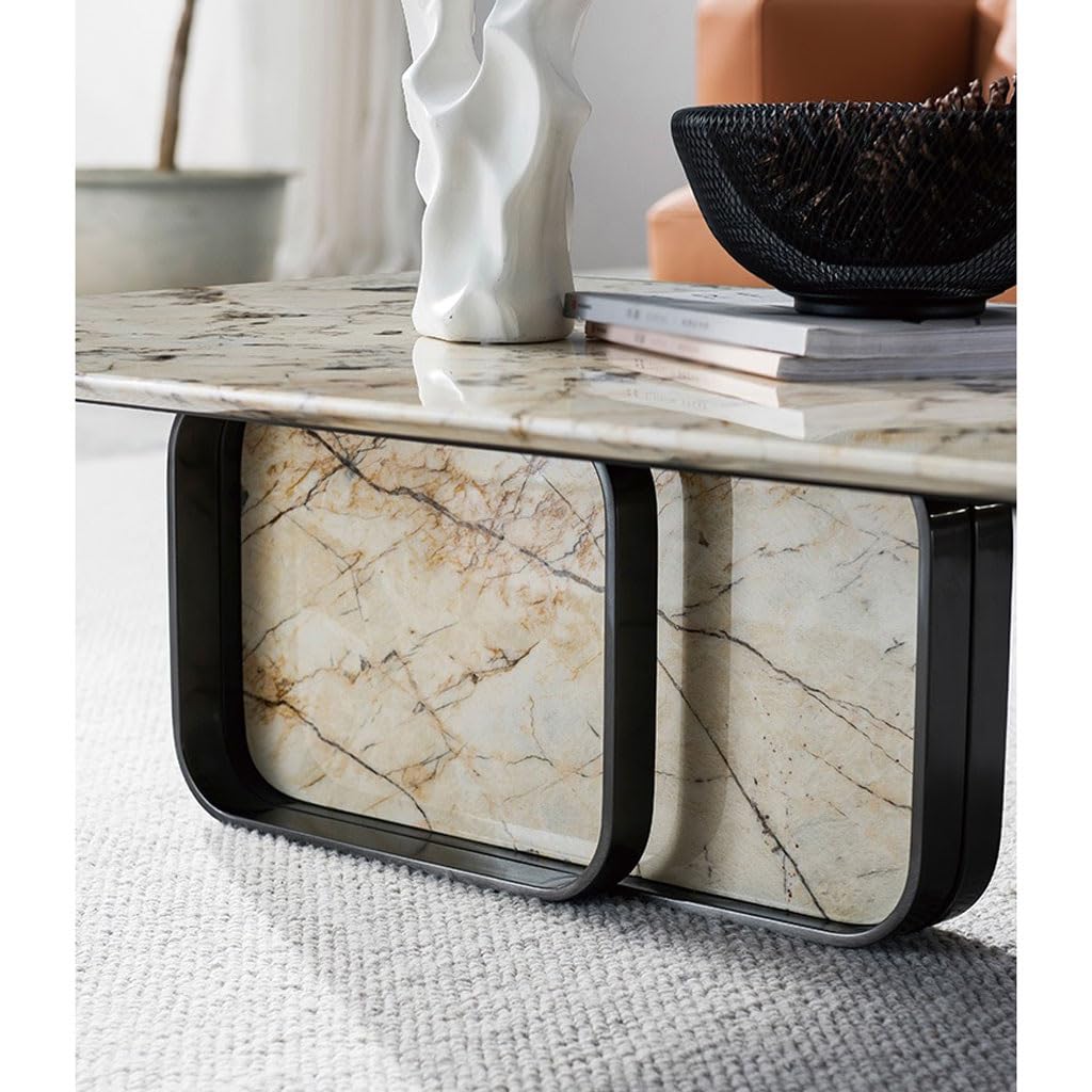 Mesa para Centro De Sala Marble Base Coffee Table Modern Apartment Simple Coffee Table Side Table Villa Living Room End Table Coffee Table by JOYNOW – 140cm, Acacia, Model 5744