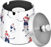 Hockey Players Splash Ashtray with Lid, Outdoor Ashtrays for Patio