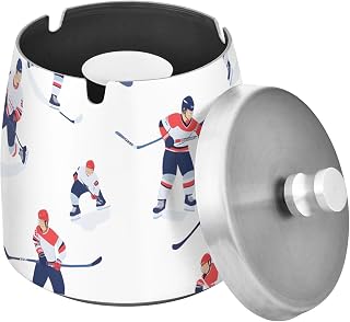 Hockey Players Splash Ashtray with Lid, Outdoor Ashtrays for Patio