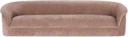 Thora Sofa, Polyester Upholstery, Plywood Frame, Rolled Arms, Foam and Fiber Cushions, Vintage-Inspired Silhouette, Blush