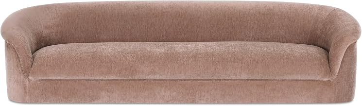 Thora Sofa, Polyester Upholstery, Plywood Frame, Rolled Arms, Foam and Fiber Cushions, Vintage-Inspired Silhouette, Blush