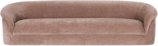Thora Sofa, Polyester Upholstery, Plywood Frame, Rolled Arms, Foam and Fiber Cushions, Vintage-Inspired Silhouette, Blush