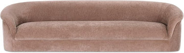 Thora Sofa, Polyester Upholstery, Plywood Frame, Rolled Arms, Foam and Fiber Cushions, Vintage-Inspired Silhouette, Blush