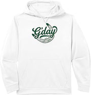 G'day Script with Aboriginal Dot Art Boomerang Kangaroo Emu Performance Hoodie