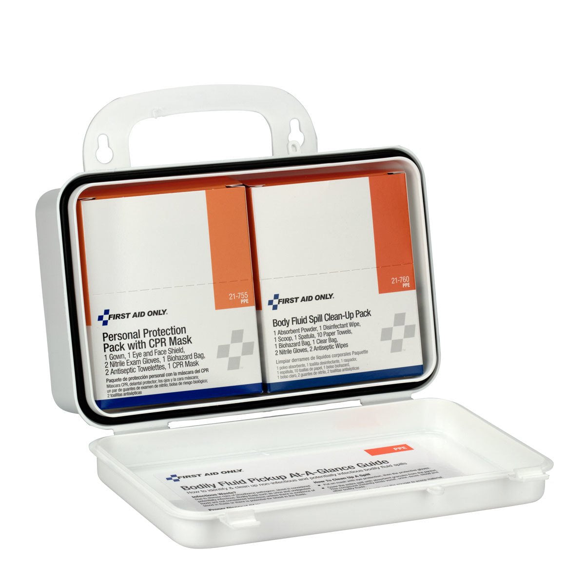 First Aid Only BBP/Personal Protection Kit by Pac-Kit – 8" x 3" x 5", White, Model 3065