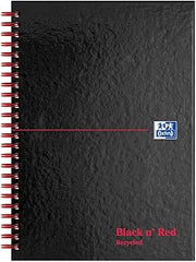 Black n' Red Oxford A5 Glossy Wirebound Hardback Recycled Notebook, Ruled, 140 Page, 1 Notebook