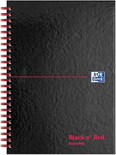 Black n' Red Oxford A5 Glossy Wirebound Hardback Recycled Notebook, Ruled, 140 Page, 1 Notebook