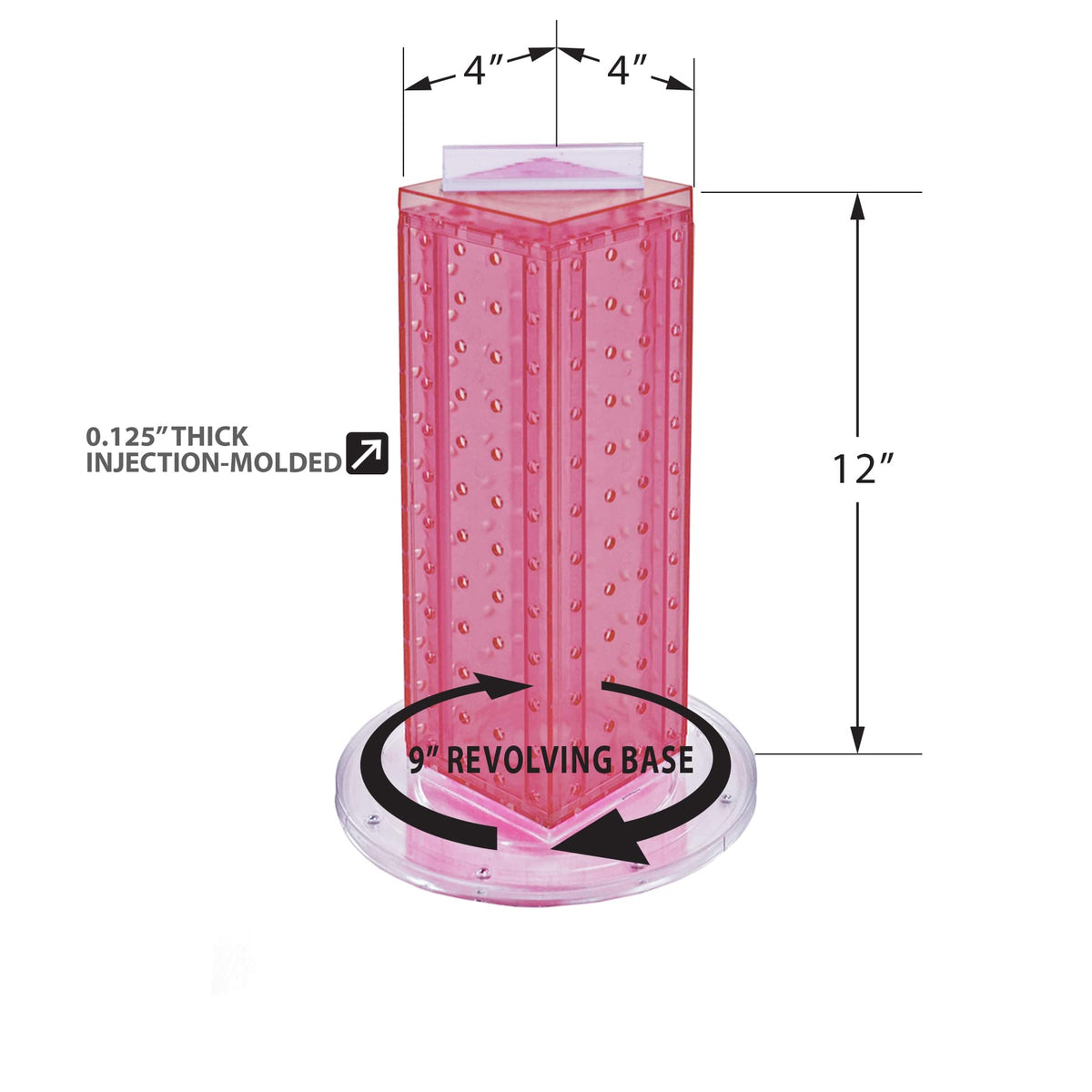 Azar Displays 2 inches x 4 inches x 13 inches / Pink / Pegboard + Hooks Pegboard Hooks
