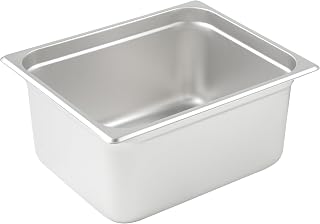 Winco Half Size Silver Metal Steam Pan, 6" (Set of 12)