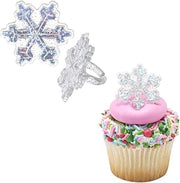 DecoPac Holographic Glitter Snowflake Cupcake Rings - Set of 24