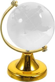 Crystal Globe Decoration Desktop World Map Globe with Stand | Golden Crystal Finish, Educational Display Piece, for Office or Home Desk, World Map Detail