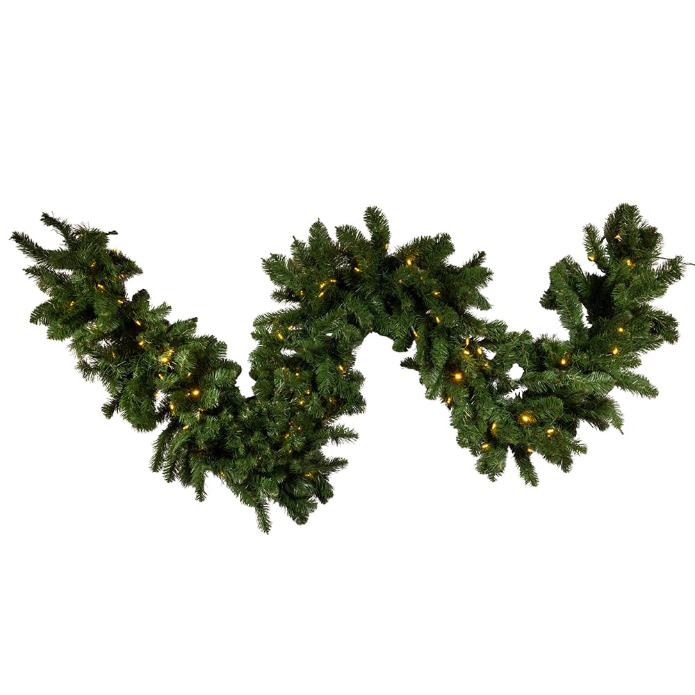 Kurt Adler Pre-Lit Twinkle LED Vanderbilt Garland by Kurt S. Adler – Polyvinyl Chloride (PVC), Green, Model P5102TLED