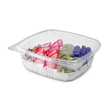48oz RPET Clear Hinged Lid Deli Container -200Pcs by KODA CUP – 48oz, 48.0 fluid_ounces, Plastic, Clear, Pack of 200