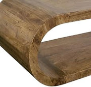 Starlight Canyon Home Solid Acacia Wood Coffee Table with Ellipse Top, Mid-Century Modern Cocktail Table for Living Room and Bedroom
