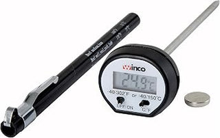 Winco 4 3/4" Probe Black Digital Pocket Thermometer