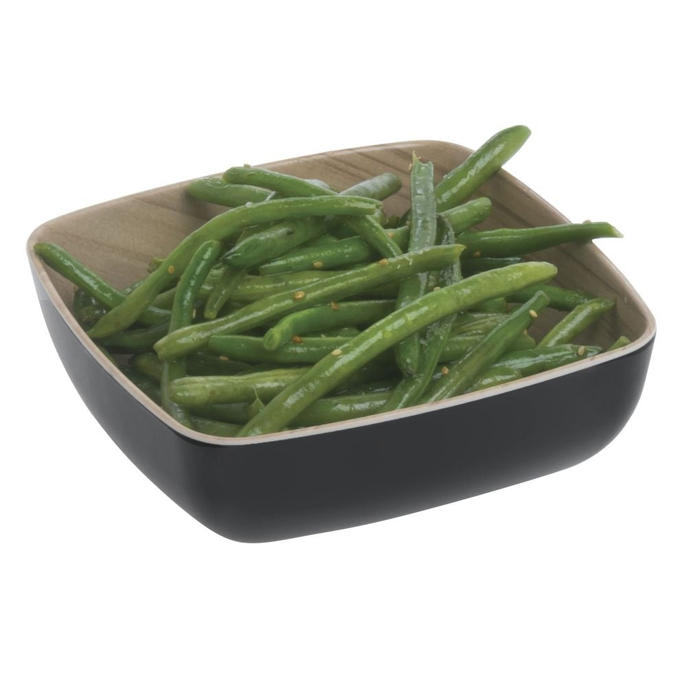 Black Serving Bowl with Light Wood Inside - 6 1/2"L x 6 1/2"W x 2"H by HUBERT – Melamine, Black, Model M2356-BLACK