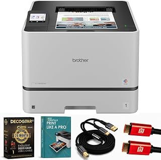 Brother Business Color Laser Printer with Networking HLL8430CDW Bundle | HLL8430CDW Include Deco Gear Print Guide, Deco Essentials Printer Cable and Deco Gear HDMI Cable