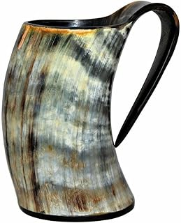 Merco Enterprises 16 oz Ox Tankard – Authentic Viking Drinking Mug – Handmade Natural Beer Cup – Norse Ale or Mead Vessel – Polished Medieval-Style Gift for Men