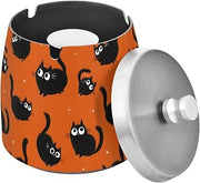 Black Cats Splash Ashtray with Lid, Outdoor Ashtrays for Patio