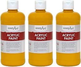 Handy Art Acrylic Paint, Deep Yellow, 16 oz. Bottle, Pack of 3 (RPC101020-3)