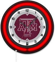 Holland Bar Stool Clk19BKTexA-M NCAA 19 in. Dia. Texas A&M Double Neon Wall Clock Black