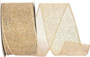 Reliant Ribbon Ribbon - Micro Mesh Glitter Metallic Wired Edge, Gold/Silver, 2-1/2 Inch, 10 Yards