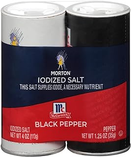 Morton Iodized Salt and McCormick Pepper Shaker Set, 5.25 Ounce (Pack of 12)