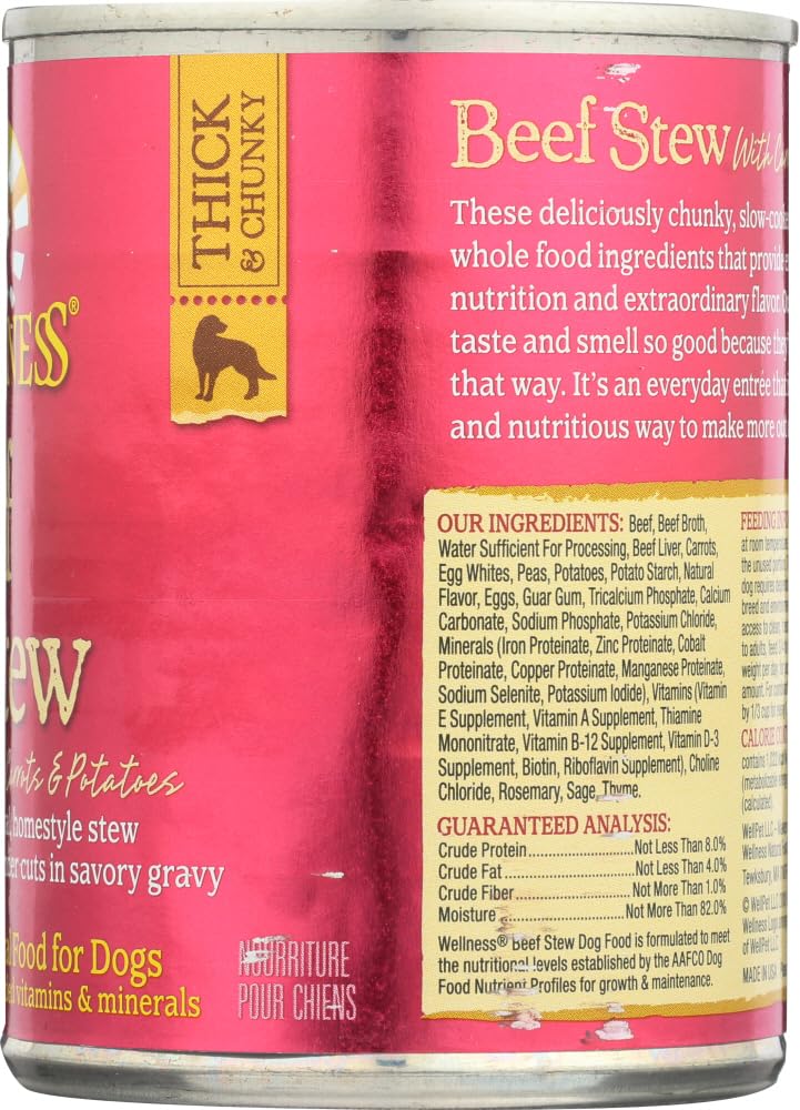 Pet Products Dog Food Canned; Thick & Chunky Beef Stew - (Case of 12 - 12.5 oz) by Wellness – Pack of 12