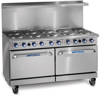 Commercial Restaurant Range 60" With 10 Elements Two 26" Standard Ovens Electric Model by Imperial – Stainless Steel, Stainless-Steel, Model IR-10-E