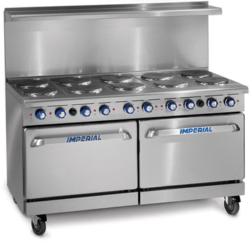 Commercial Restaurant Range 60" With 10 Elements Two 26" Standard Ovens Electric Model by Imperial – Stainless Steel, Stainless-Steel, Model IR-10-E