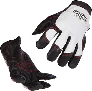 Lincoln Electric Full Grain Leather Welding / Work Gloves | Padded Palm| Medium | K2977-M,White/Black