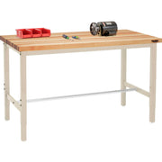 96" W x 36" D Adjustable Height Workbench by Global Industrial – 36"L x 96"W x 4.5"H, Steel, Tan, Model 318902TN