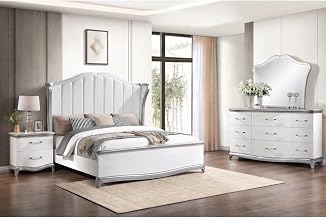 Nina Cream High-Gloss 4-Piece Bedroom Set, King