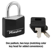 1-3/16" Wide Covered Aluminum Keyed Padlock by Master Lock – 1 Pack, Aluminum, Black, Model 131D