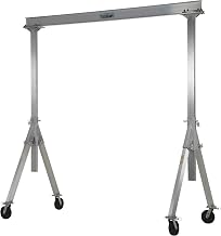 Vestil AHA-2-10-10 Aluminum Adjustable Height Gantry Crane with Glass Filled Nylon Casters 10 Ft. Wide x 10 Ft. Max Usable Height 2,000 Lb. Capacity Silver