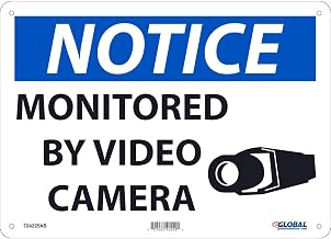 Global Industrial Notice Monitored By Video Camera Sign, 10"X14", Aluminum