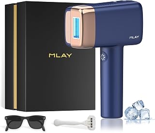 MLAY IPL Hair Removal Device, Ice Cooling Protection Laser Permanent Whole Body Hair Remover for Home Use Women and Men (Bule)