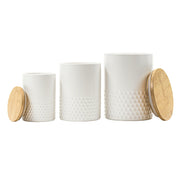 Embossed Ceramic Kitchen Canister Set by 10 Strawberry Street – 3 Piece Set, 72.0 fluid_ounces, Stoneware, Dimpled Matte White, Pack of 3