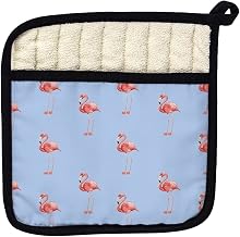 Betsy Drake PT084B Tiled Flamingos on Blue Pot Holder