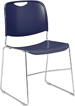 Global Industrial Plastic Stack Chair, Navy, Lot of 4