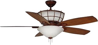 Canarm LTD Wellesley CRB 52 Etched Linen 2 Bulb Light Kit 52-Inch Ceiling Fan with 5 Blades Pecan