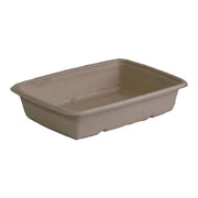 Pulp 30 oz Medium Rectangular Container, Certified Compostable, Recyclable, Microwaveable, Reheatable, Disposable, Durable, 3