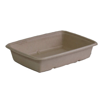 Pulp 30 oz Medium Rectangular Container, Certified Compostable, Recyclable, Microwaveable, Reheatable, Disposable, Durable, 3